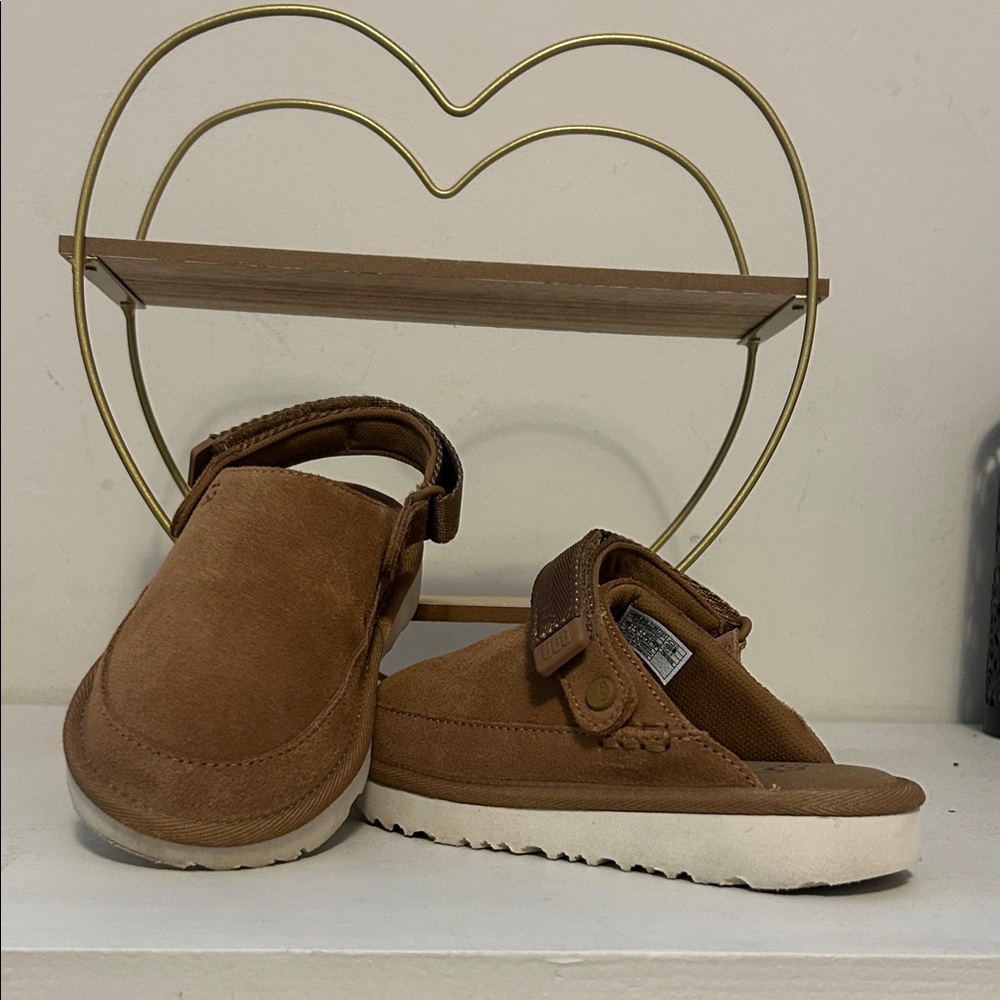 Brown Suede UGG clogs with Velcro Strap (hardly worn) (like new)